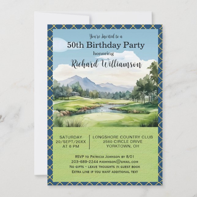 50th Birthday Party Men's Golf Theme Party   Invitation (Front)
