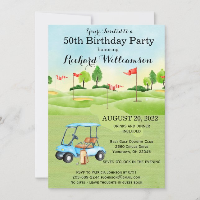 50th Birthday Party Men's Golf Theme Party   Invitation (Front)
