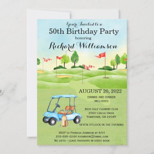 50th Birthday Party Mens Golf Theme Party   Invitation