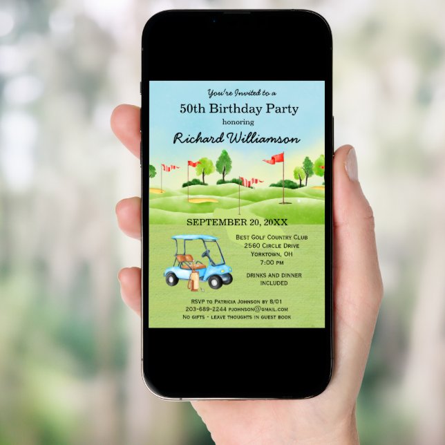 50th Birthday Party Men's Golf Theme Party   Invitation (Front Digital)