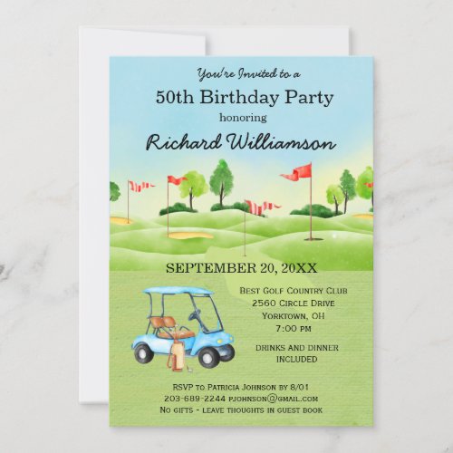 50th Birthday Party Mens Golf Theme Party   Invitation