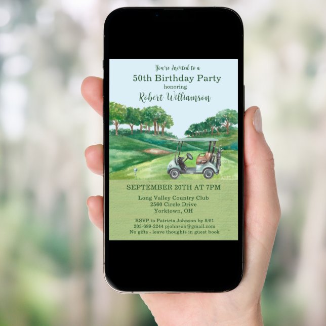 50th Birthday Party Men's Golf Theme Party  Invitation (Front Digital)