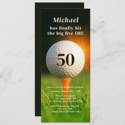 50th Birthday Party Modern Adult Golf Fifty Invita Invitation