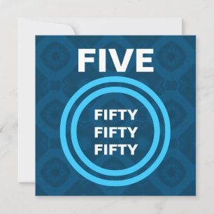 50th Birthday Party Modern Blue and White V474 Invitation