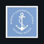 50th Birthday Party Nautical Anchor Napkins<br><div class="desc">Add your own text to this anchor custom party napkin.  The background color is also customizable.  Perfect for family reunions,  birthdays,  anniversaries.</div>
