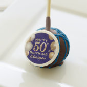 50th Birthday Party Navy Blue and Gold Balloons Cake Pops (Front Insitu)