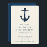 50th Birthday Party Navy Blue Nautical Anchor Invitation<br><div class="desc">50th Birthday Party Modern Elegant Navy Blue Nautical Anchor Invitation</div>