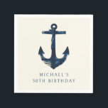50th Birthday Party Navy Blue Nautical Anchor Napkins<br><div class="desc">50th Birthday Party Navy Blue Nautical Anchor Napkins</div>