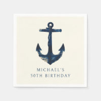 50th Birthday Party Navy Blue Nautical Anchor