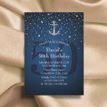 50th Birthday Party Navy Blue & Silver Anchor Invitation<br><div class="desc">Nautical Navy Blue & Silver Anchor 50th Birthday Party Invitations.</div>