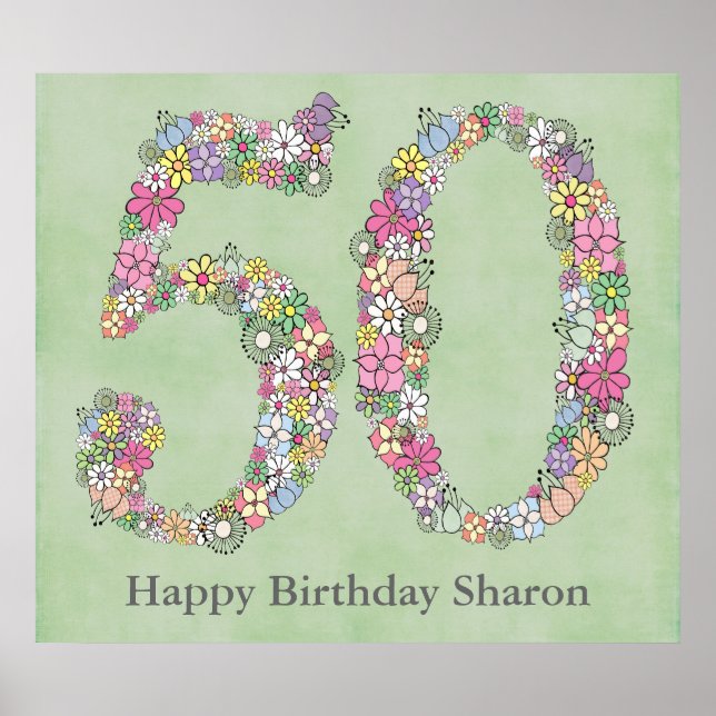 50th Birthday Party Number Banner Poster (Large) (Front)