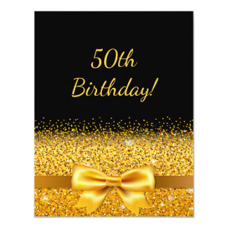 50th_birthday_party_on_black_with_gold_bow_sparkle_card r54e9230e4e9a48809894e345d1a94017_zk91q_324