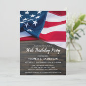 50th Birthday Party Patriotic American Flag Invitation (Standing Front)