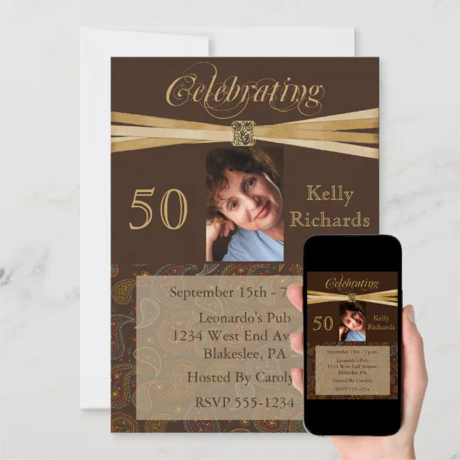 50th Birthday Party Personalized Photo Invitations | Zazzle