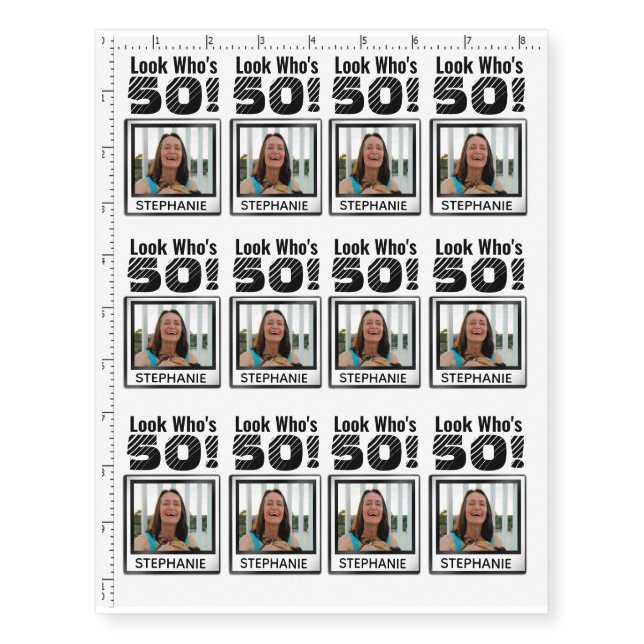 50th Birthday Party Photo 12 Temporary Tattoos (Front)