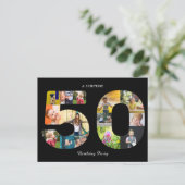 50th Birthday Party Photo Collage Black White Postcard (Standing Front)