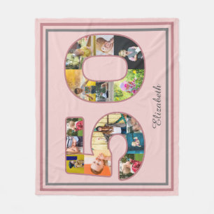 50th Birthday Party Photo Collage Dusty Blush Pink Fleece Blanket