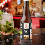 50th birthday party photo collage guy black beer bottle label<br><div class="desc">A beer bottle label for a 50th birthday party for a guy,  celebrating his life with a collage of 8 of your own photos.  Templates for a name,  age 50 and a date.  Date of birth or the date of the party.  White colored letters.  Black background.</div>