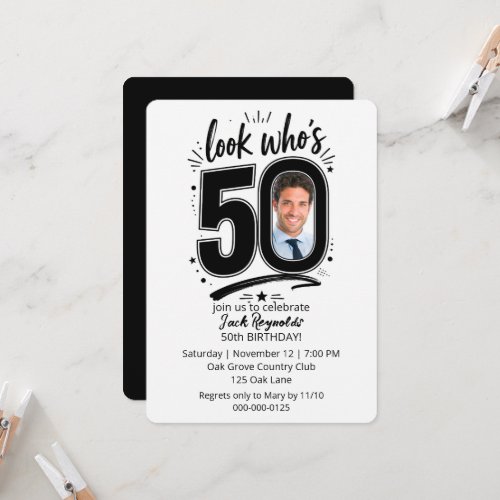 50th Birthday Party Photo Frame Invitation