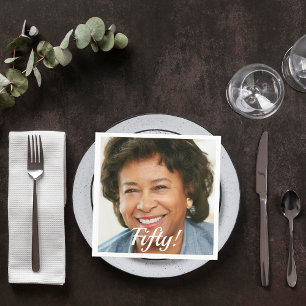 50th birthday party photo script woman napkins