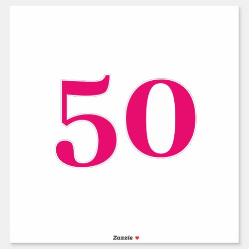 50th Birthday Party Pink Custom Age Number Fifty  Sticker
