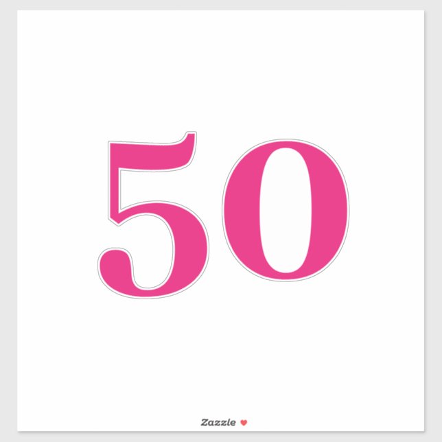 50th Birthday Party Pink Custom Age Number Fifty  Sticker (Sheet)