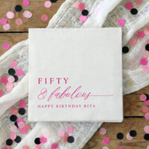 50th Birthday Party Pink Fifty & Fabulous Modern Napkins