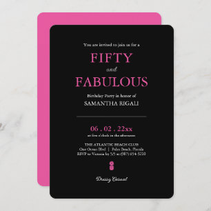 50th Birthday Party Pink Modern Typography Invitation
