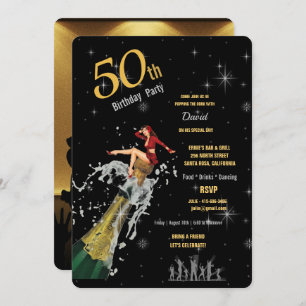 50th Birthday Party Popping the Champagne Cork Inv Invitation