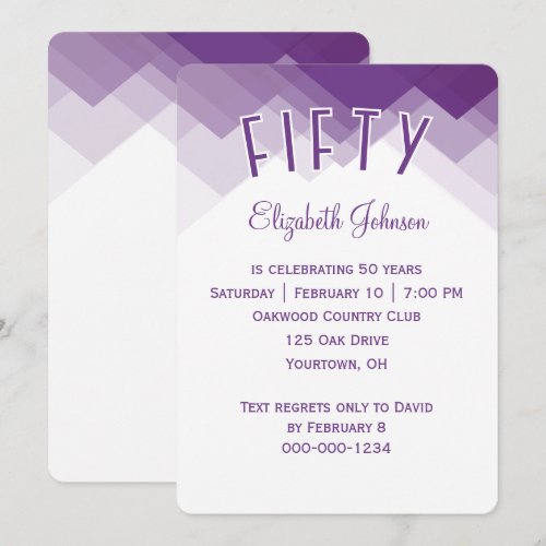 50th Birthday Party Purple and White Border Invitation