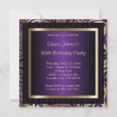 50th Birthday Party | Purple Metallic & Gold Invitation (Back)