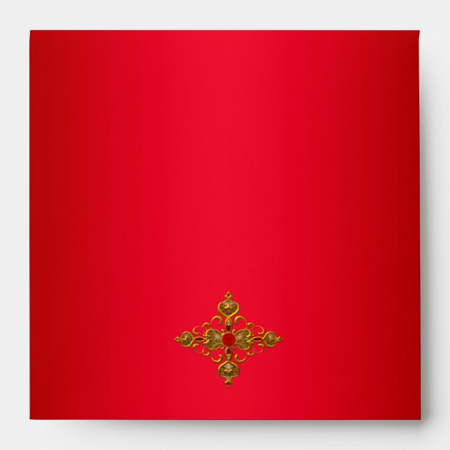 50th Birthday Party Red Zebra Gold Black 2 Envelope (Front)