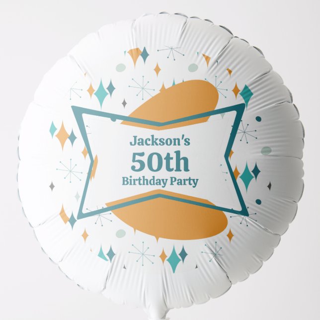 50th Birthday Party Retro Mid Century Any Age Balloon (Front)
