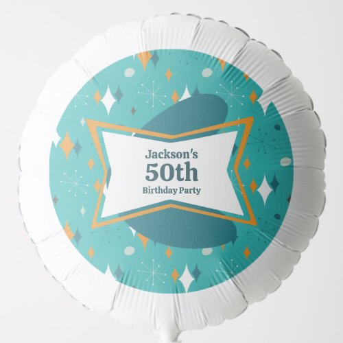 50th Birthday Party Retro Mid Century Any Age Balloon