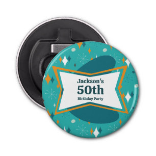 50th Birthday Party Retro Mid Century Any Age Bottle Opener