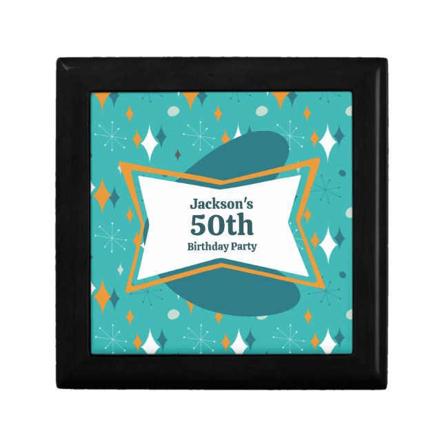 50th Birthday Party Retro Mid Century Any Age Gift Box (Front)
