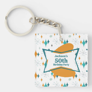 50th Birthday Party Retro Mid Century Any Age Keychain