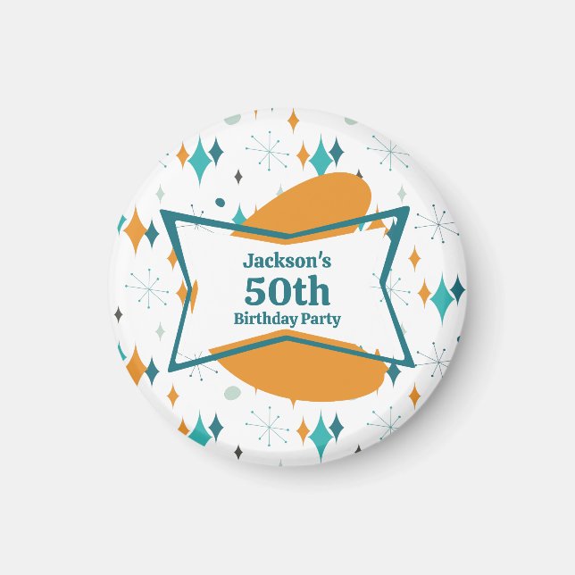 50th Birthday Party Retro Mid Century Any Age Magnet (Front)