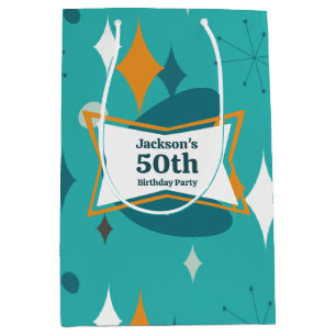 50th Birthday Party Retro Mid Century Any Age Medium Gift Bag