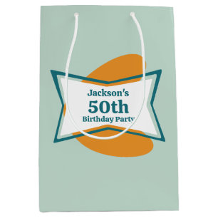 50th Birthday Party Retro Mid Century Any Age Medium Gift Bag