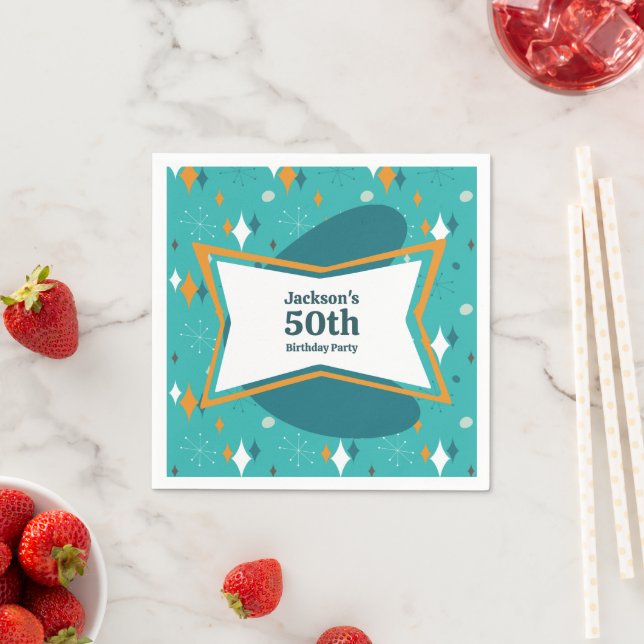 50th Birthday Party Retro Mid Century Any Age Napkins (Insitu)