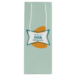 50th Birthday Party Retro Mid Century Any Age Wine Gift Bag