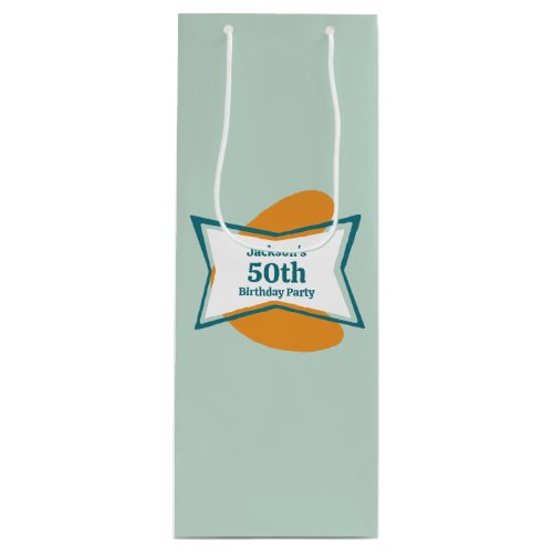 50th Birthday Party Retro Mid Century Any Age Wine Gift Bag