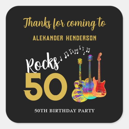 50th Birthday Party Rocks 50 Thank You Square Sticker