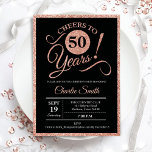 50th Birthday Party - Rose Gold Black ANY AGE Invitation<br><div class="desc">50th birthday party invitation for women. Elegant invite card in black with faux glitter rose gold foil. Features typography script font. Cheers to 50 years! Can be personalized into any year. Perfect for a milestone adult bday celebration.</div>
