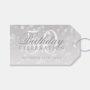 50th Birthday Party Silver Bokeh Sparkle Lights Gift Tags