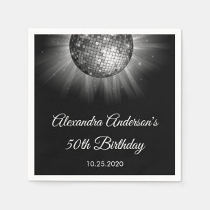 50th Birthday Party Silver Disco Ball Napkins