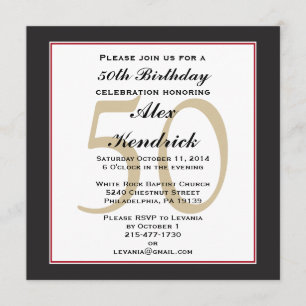 50th Birthday Party Square Invitation