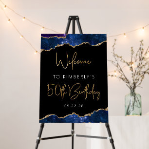 50th Birthday Party Starry Gold Agate Welcome Foam Board