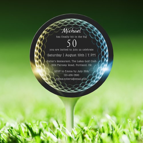 50th Birthday Party Stylish Modern Golf Golfer Invitation